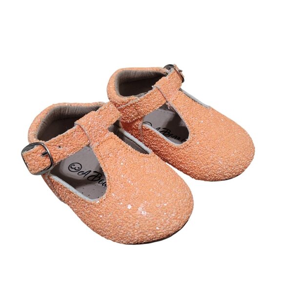 A Bear Co Toddler Size 3 Neon Orange Glitter T-Strap Flats - Picture 2 of 12